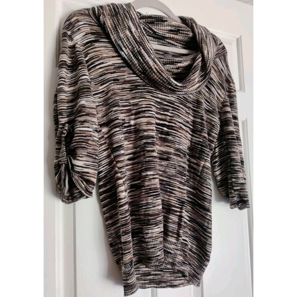 Covington Womens Blouse Top Cowl Neck Size Small S Sm Brown Geometric Fall Shirt - Picture 4 of 15